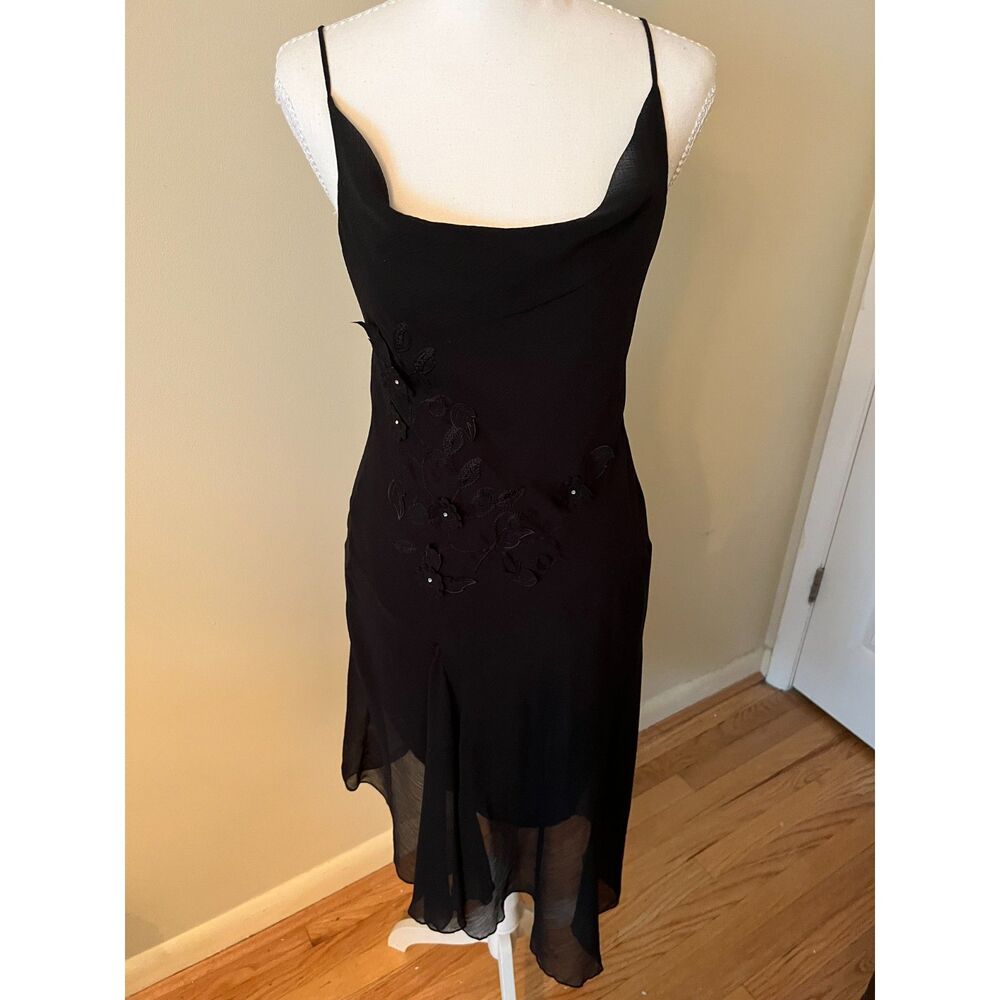 Y2k black floral cami dress
